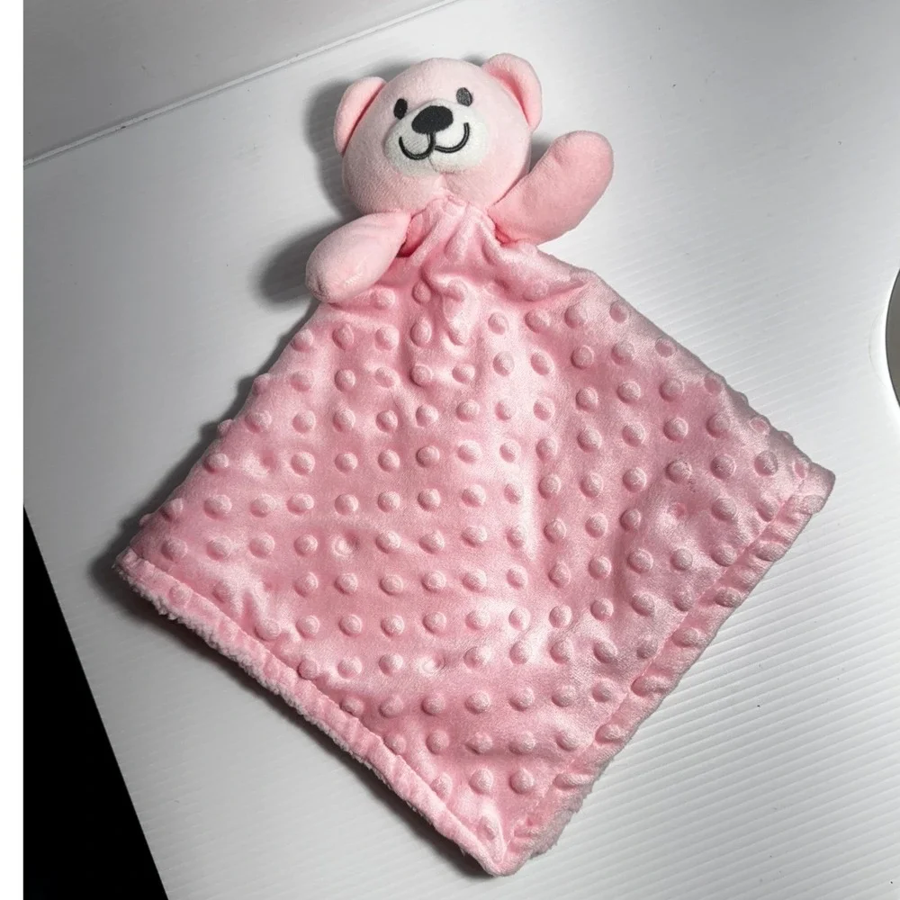 Little Beginnings Pink Teddy Bear Security Blanket Minky Dot Sherpa Lovey 116839